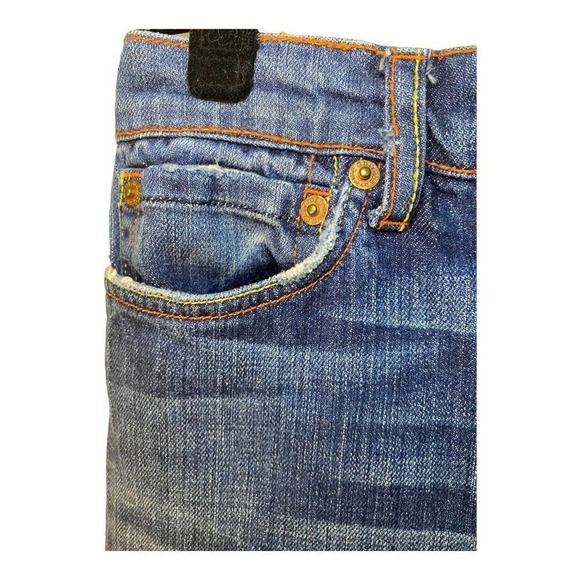 WOMEN'S Vintage True Grit Straight Leg Jeans Size 27 Orange/ Yellow Stitching - Picture 4 of 11